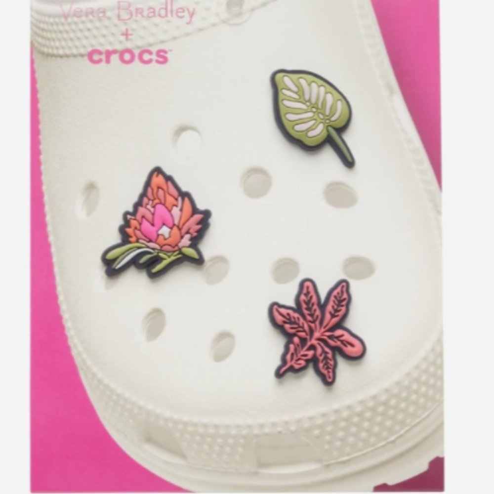 Crocs Uniquely You Vera Bradley Crocs Tropical Jibbitz 3-Pack NEW - Picture 1 of 9